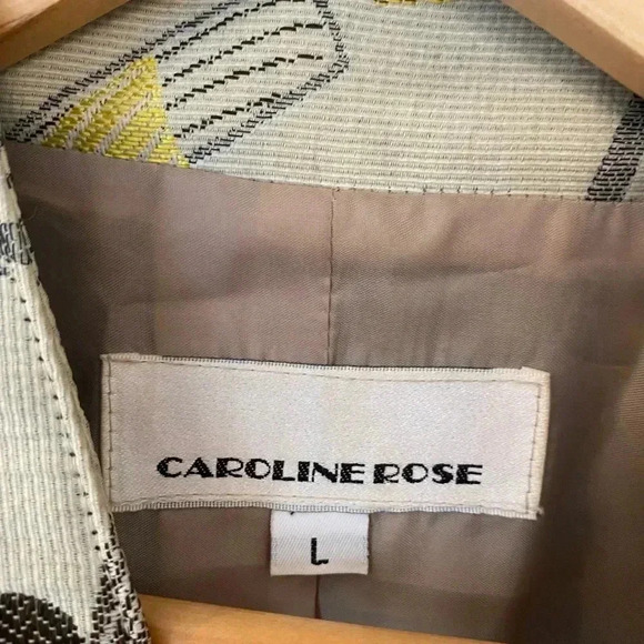 Caroline Rose Womens Yellow Flower Print Jacket - Picture 5 of 6